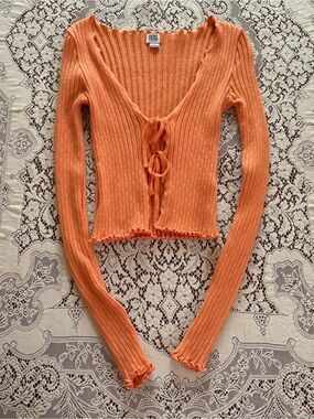 orange pointelle urban outfitters long sleeve